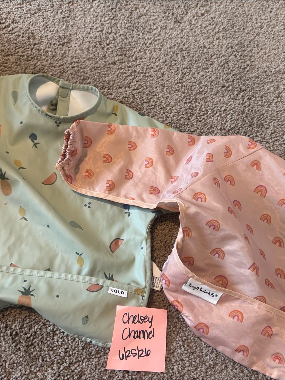 Lalo & tiny twinkle Baby Bib Set - Mint Fruit & Pink Rainbow